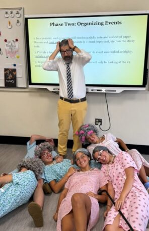 1 MSS Spirit Week Old timers take over the classroom take a nap61 296x460 1