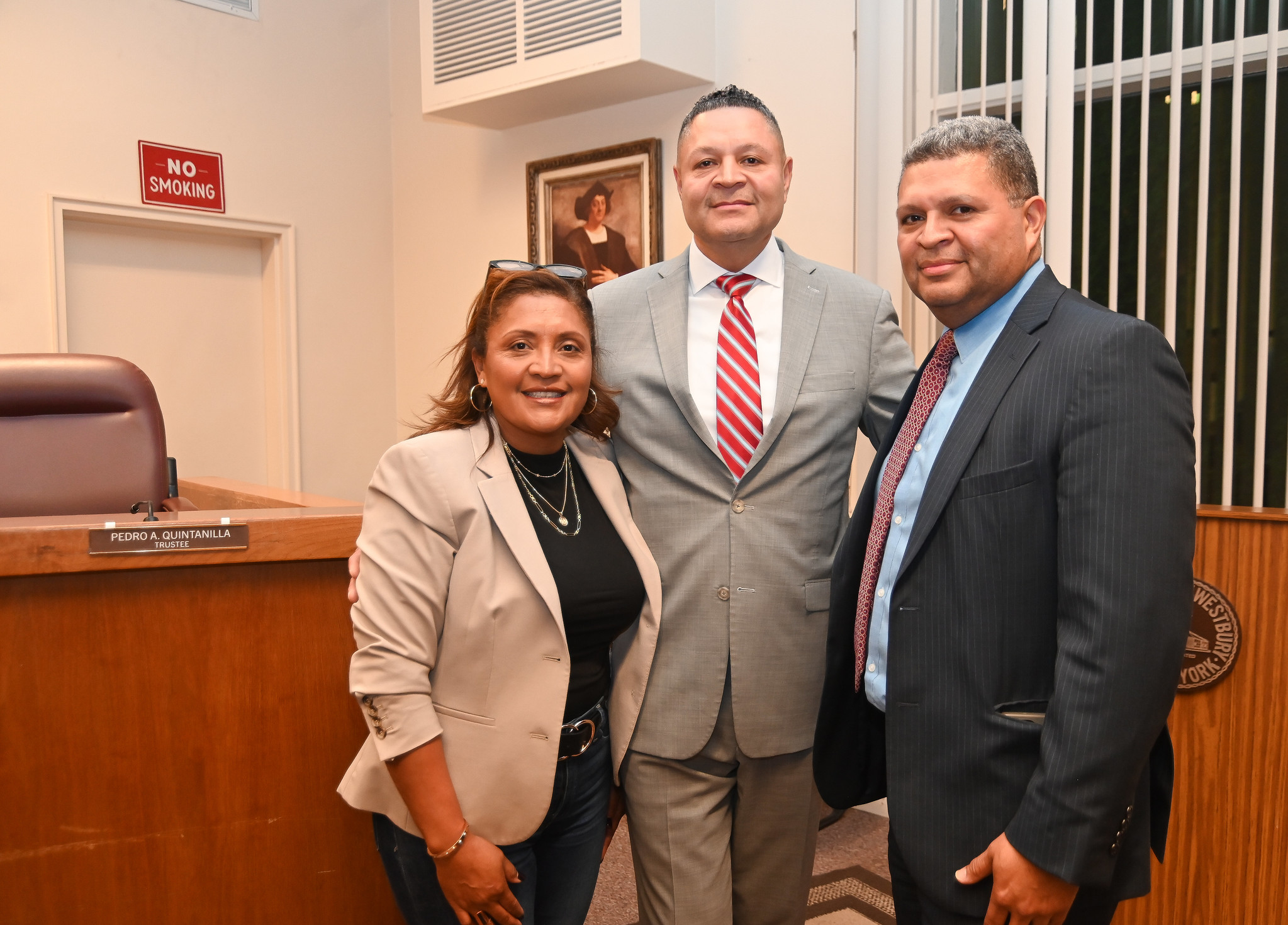 quintanilla sworn in westbury village board of trustees