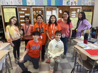 Maggie Rubin, Romessa Hussain, Ryan Garvey, Grace Torres, Ms. Pulgrano, Emma Yakubov, Liron Levy, Daniel Hen