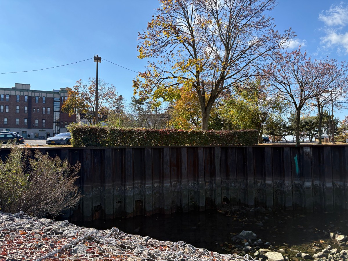 A portion of the Shore Hill seawall that will be repaired and reconstructed.