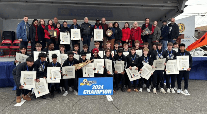 The soccer team was presented with citations for their victory