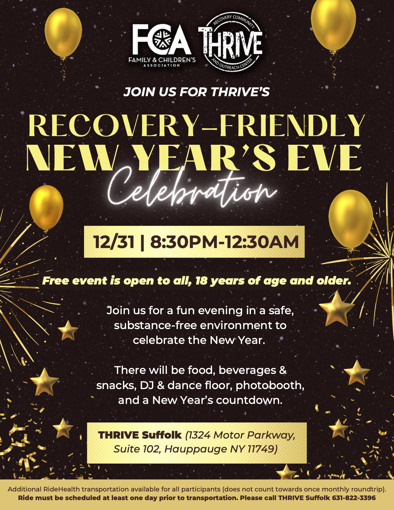 sober new years eve long island THRIVE suffolk