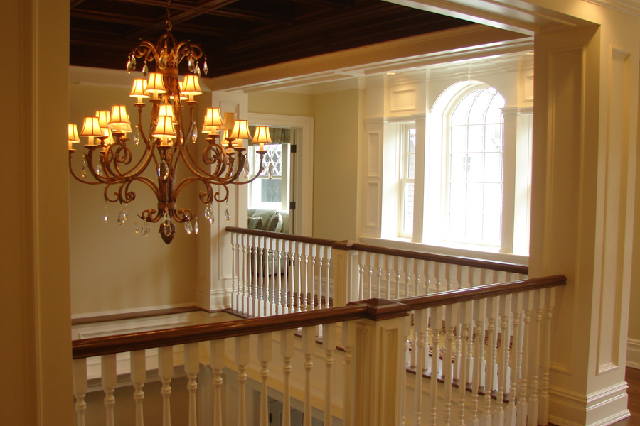 cove neck staircase landing railing