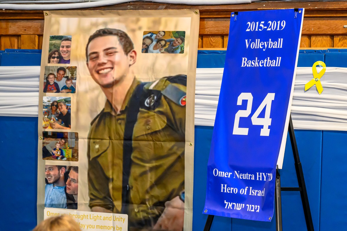 Remembrance service and the retiring of Omer Neutra's sports jersey at the Schechter School of Long Island.