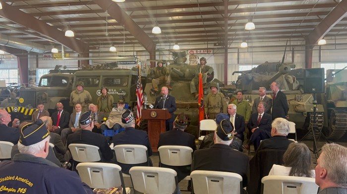 Deputy Minority Leader Arnold W. Drucker (D – Plainview) along with other Nassau county officials and museum representatives reveal plans for 2025’s celebration of World War II 80 years later.