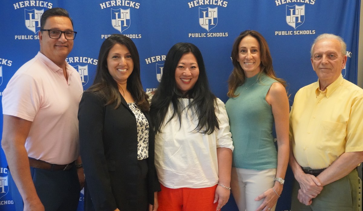 Herricks Board of Education members, from left to right, Jim Gounaris, Shaheda A. Quraishi, Juleigh Chin, Maria Bono, Henry R. Zanetti