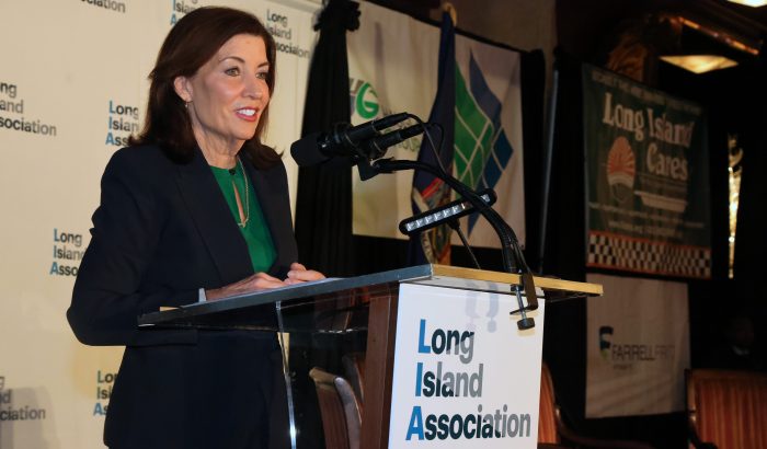 Gov. Kathy Hochul spoke at the LIA's regional summit on Jan. 10, 2025.