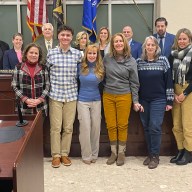 Newly appointed members of the Glen Cove Beautification Commission stand with city council members