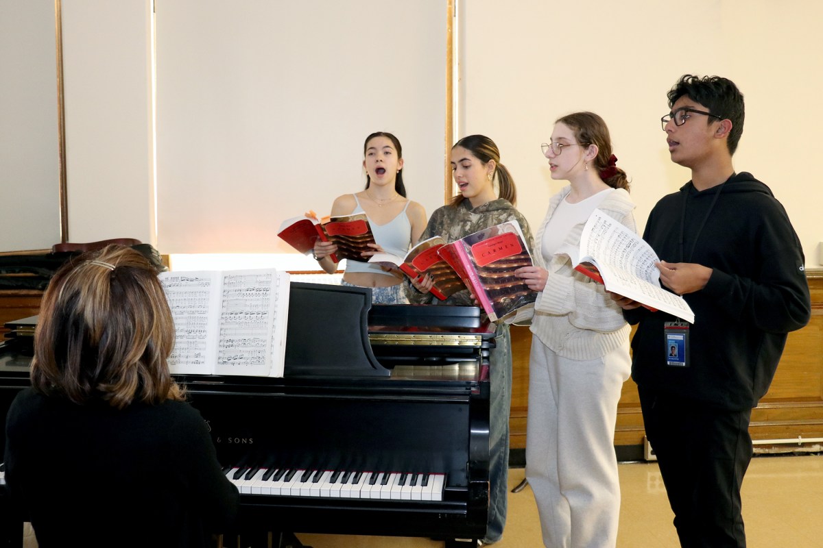 Great Neck North High students practicing for their upcoming opera performance of "Carmen"