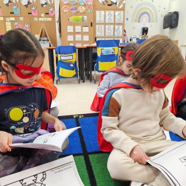 Munsey Park kindergarteners transformed into super readers as part of their curriculum as they learnt to read