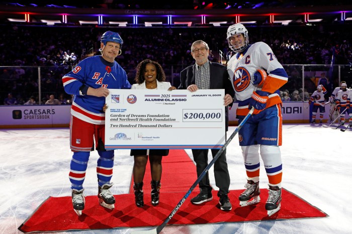 Donation made for Garden of Dreams Foundation and Northwell Health Foundation at New York Rangers vs. New York Islanders Alumni Classic event.