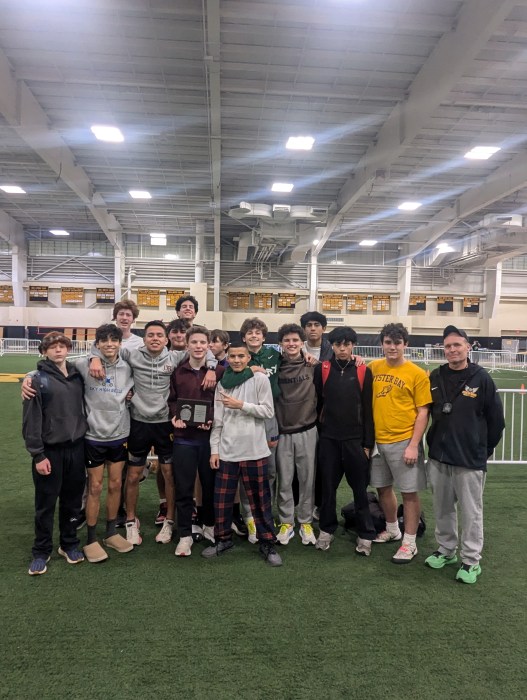 The Oyster Bay High School boys' winter track team takes second at conference championships