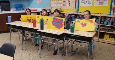 Shelter Rock Elementary students engage in an art therapy session as part of Health and Wellness Week