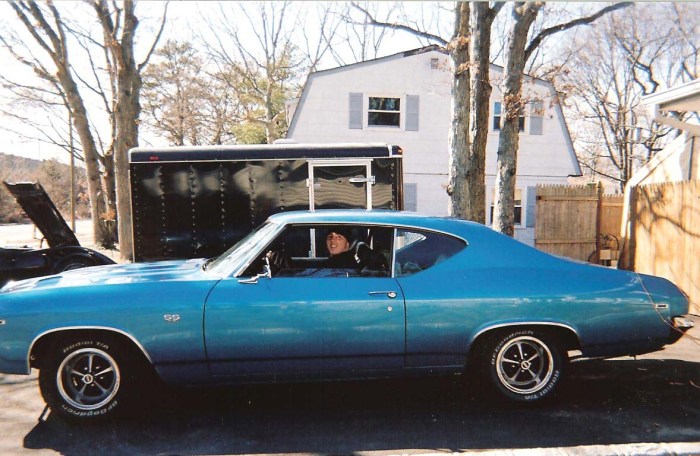 James McNaughton in the 1969 Chevrolet Chevelle that he was brought home from the hospital in after birth.