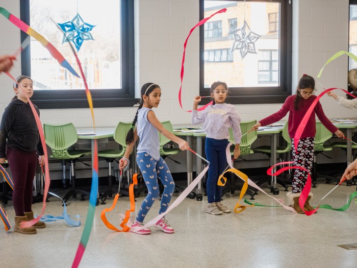 Students learned the traditional ribbon dance as part of the “Let’s Go to China” program.