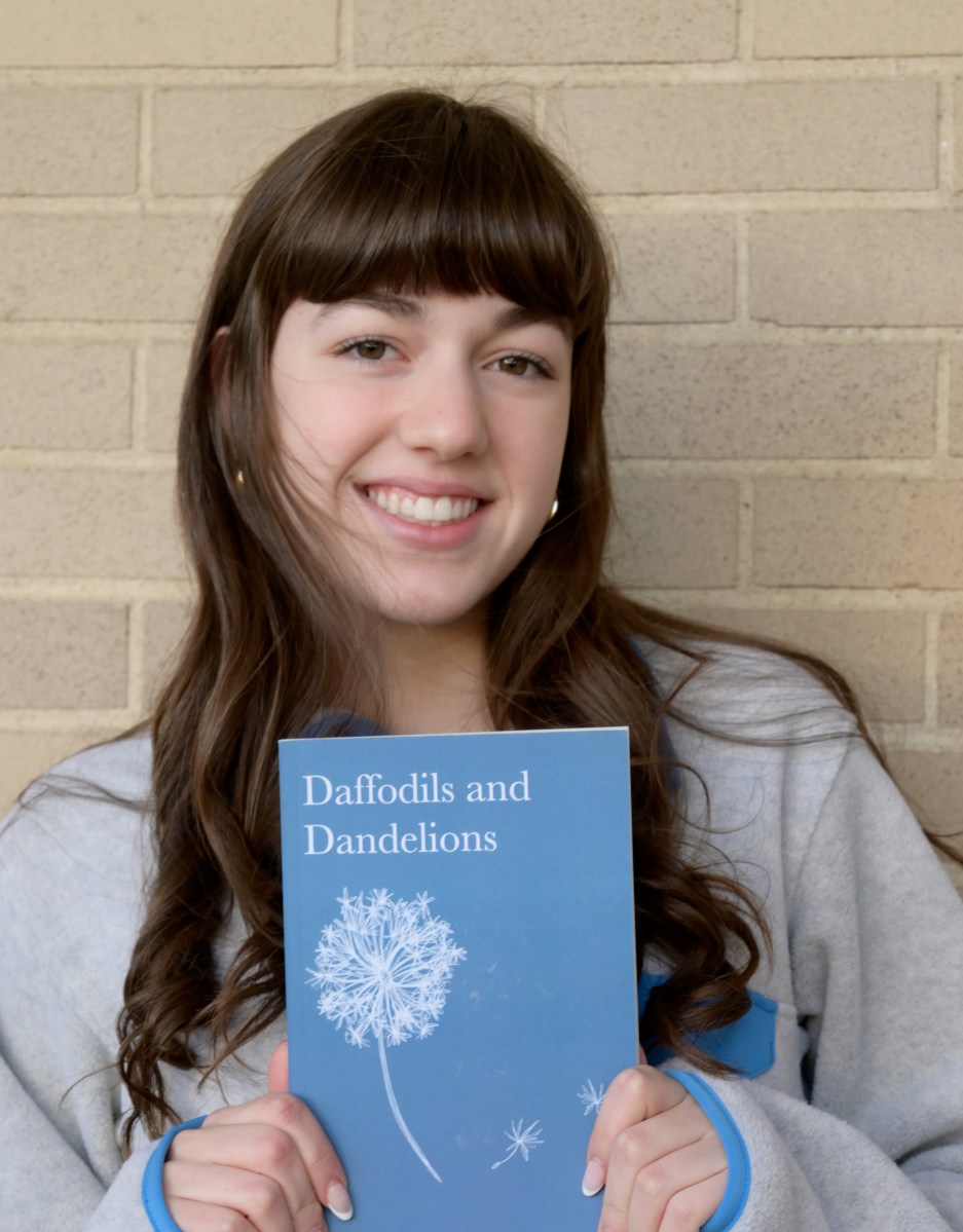 Lucia Cagno, with her poetry collection, "Daffodils and Dandelions"