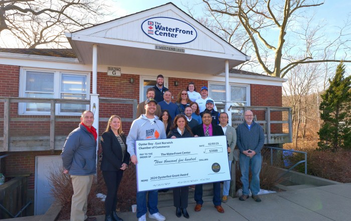 Representatives from the Oyster Bay-East Norwich Chamber of Commerce and WaterFront Center