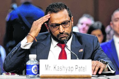 Kash Patel, U.S. President Donald Trump’s nominee to be Director of the Federal Bureau of Investigation (FBI), testifies during his confirmation hearing before the Senate Judiciary Committee in the Dirksen Senate Office Building on Jan. 30 in Washington, DC.