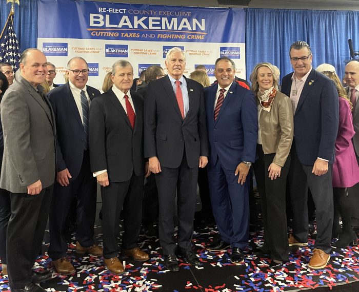 Bruce Blakeman with other Republican officials at campaign kickoff