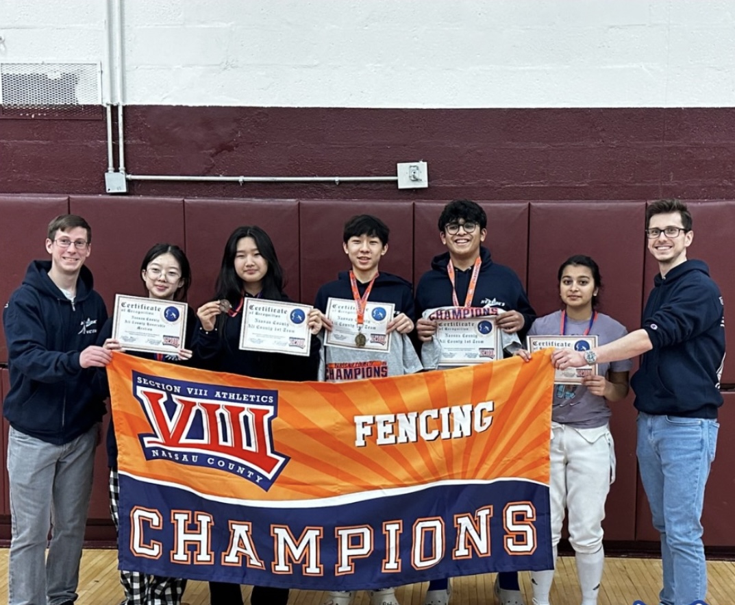 Herricks Fencing Club at Garden City High School for the Nassau Individual Fencing Competition. Credit: herrickspublicschools on Instagram.