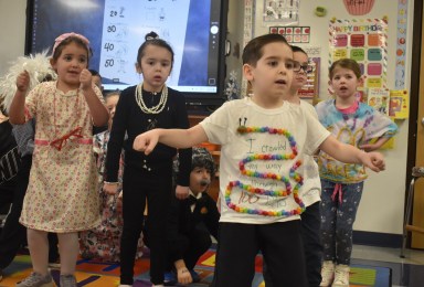 In sets of 10, kindergartners completed 100 exercises.