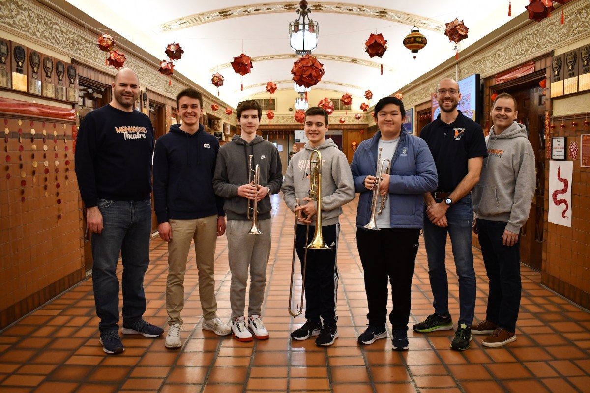 Students honored are Thomas Grygiel in the mixed chorus, trumpeters Bernard Chan and Harrison McKenna, and trombonist James Tsekouras in the jazz ensemble