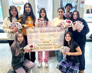 Members of the South High Interact Club delivered valentines to the Parker Jewish Institute for Health Care and Rehabilitation