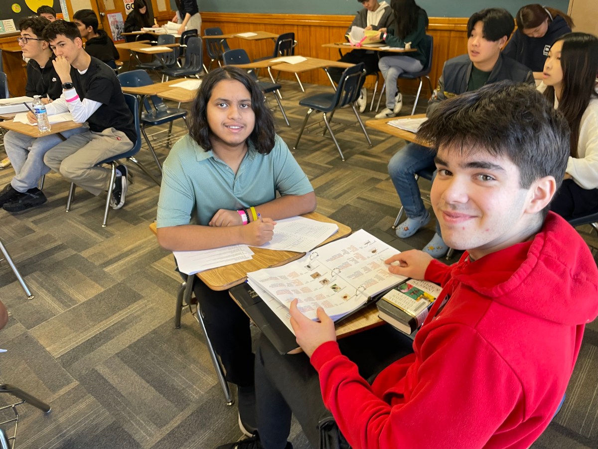 Carle Place High School students took written exams for the competition.