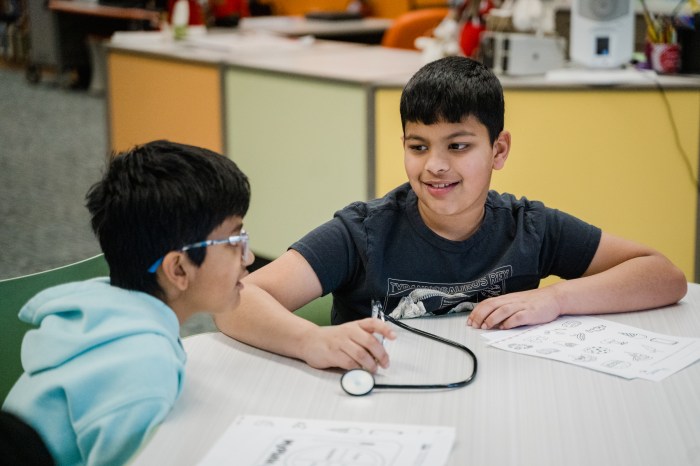 Students were gifted a stethoscope by the Northwell representatives.