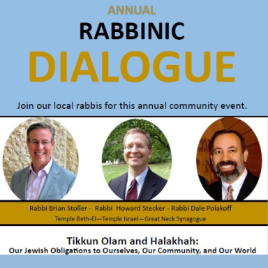 Temple Beth-El of Great Neck will host the annual Great Neck Rabbinic Dialogue on Sunday, March 23