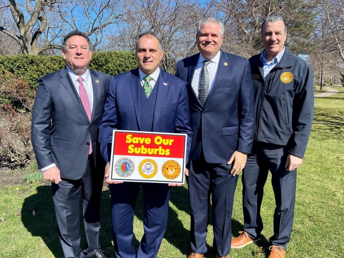 Brookville Mayor Dan Serota, Supervisor Joseph Saladino, Councilman Andrew Monteleone and Tax Receiver Jeffrey Pravato, L to R