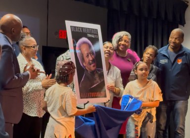 Allen Toussaint’s Black Heritage Stamp was unveiled at the Joysetta and Julius Pearse African American Museum of Nassau County.