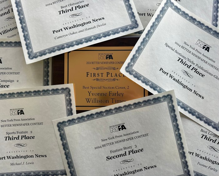 Schneps Media LI was awarded eight honors in the New York Press Service 2025 Better Newspaper Contest