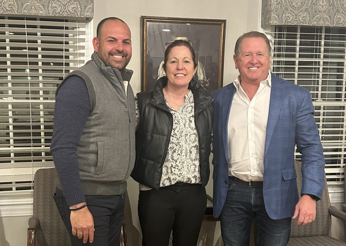 From left to right, newly elected Trustees Bruno Carusone and Patricia “Patty” Miller with Mayor Lawrence Ceriello