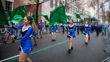 The North Babylon High School color guard gave a mesmerizing flag performance for parade-goers.