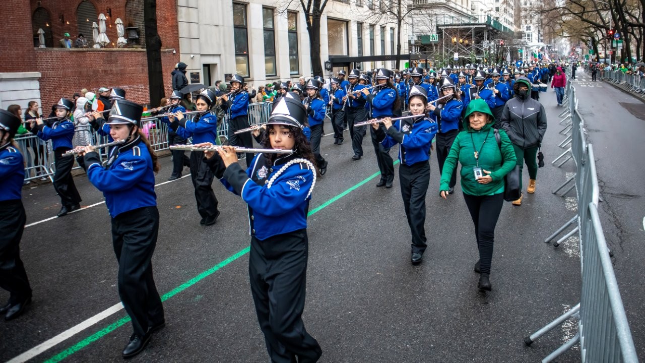 The marching band from North Babylon High School treated onlookers to a musical performance.