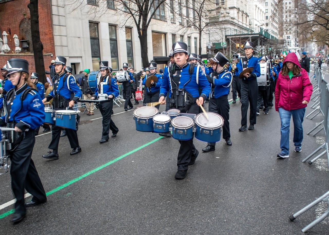 These North Babylon High School students marched to the beat during the St. Patrick's Day parade.