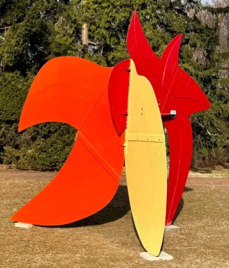 The sculpture 'Rooster,' by artist David Hayes comes to the Nassau County Museum of Art's Sculpture Garden in Roslyn Harbor.