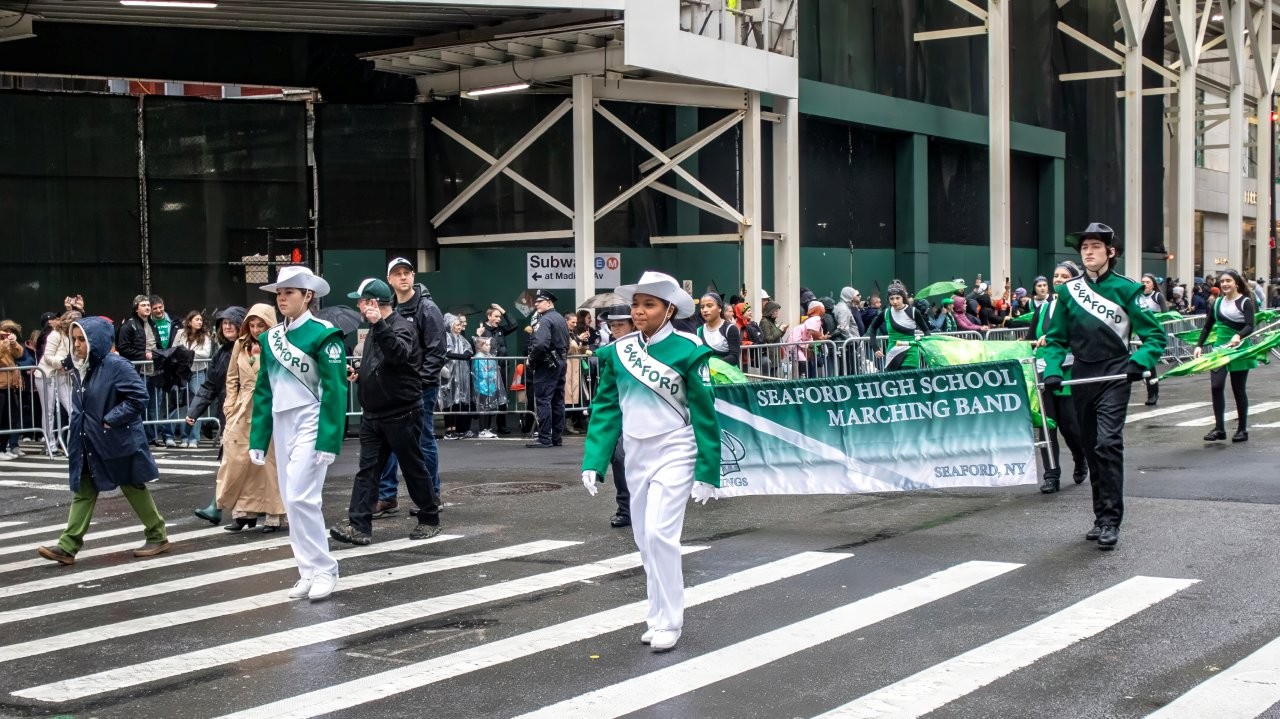 The Seaford High School marching band brought their hometown pride to the NYC St. Patrick's Day parade.