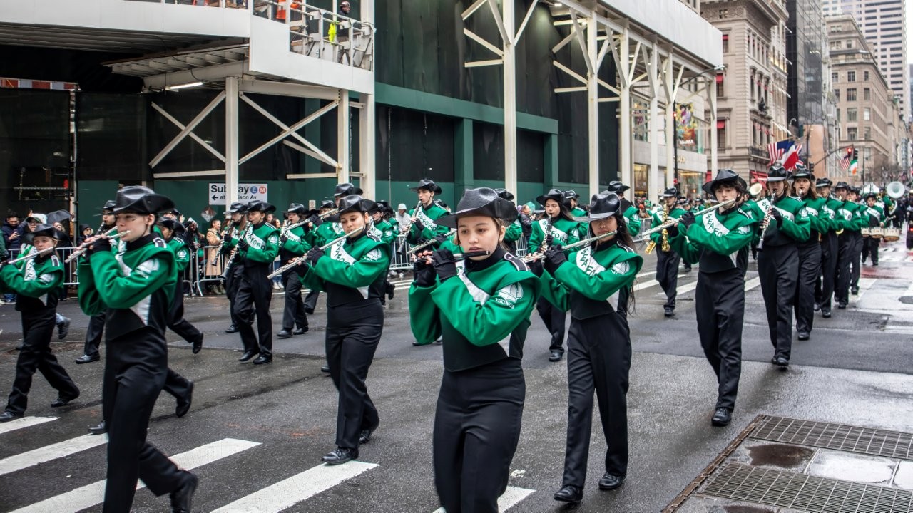 The Seaford High School marching band played with Viking pride at the NYC St. Patrick's Day parade.