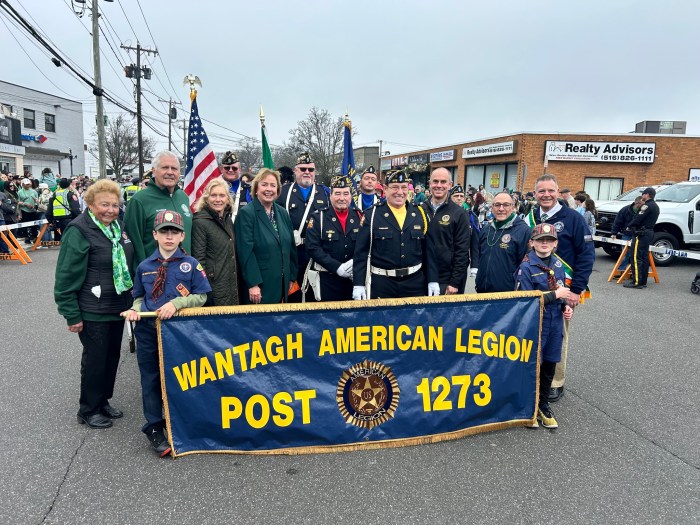 The Wantagh American Legion and elected officials at the St. Patrick's Day parade on March 16