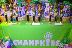 Many prizes are presents to the winning children at the awards ceremony at the end of the Saturday night program